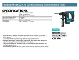 Makita HR166DZ 12V Cordless Rotary Hammer (Bare Tool)