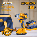 INGCO 20V Brushless Lithium-Ion Impact Driver with 2Pcs 2.0Ah Battery Pack 1Pcs Charger 1/4 Inch 170NM CIRLI2002