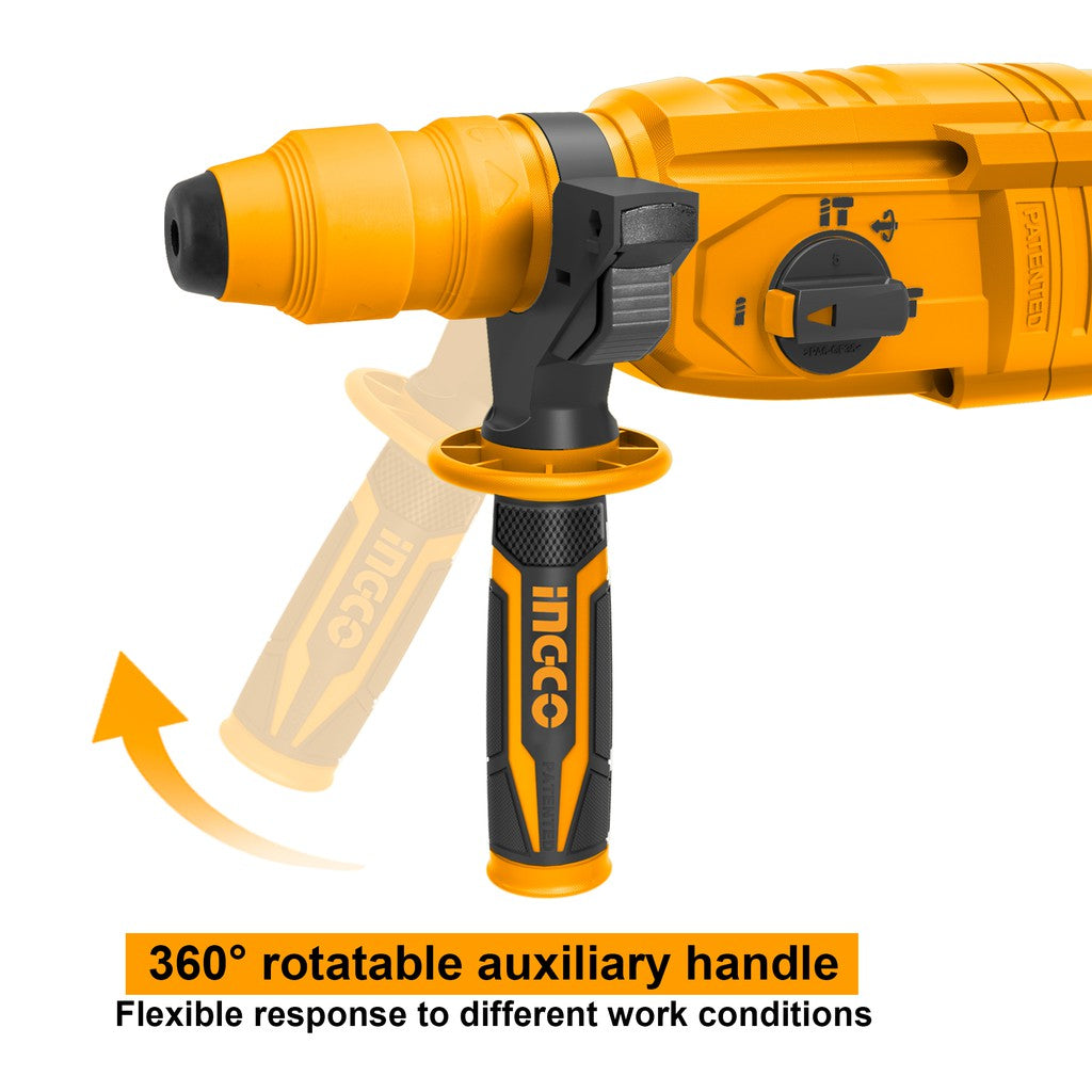 INGCO 800W Rotary Hammer Drill with 3 Drills and 2 Chisels RGH9028-2