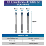 Bosch HEX-9 Hard Ceramic Drill Bits Set 3pcs 5/6/8mm