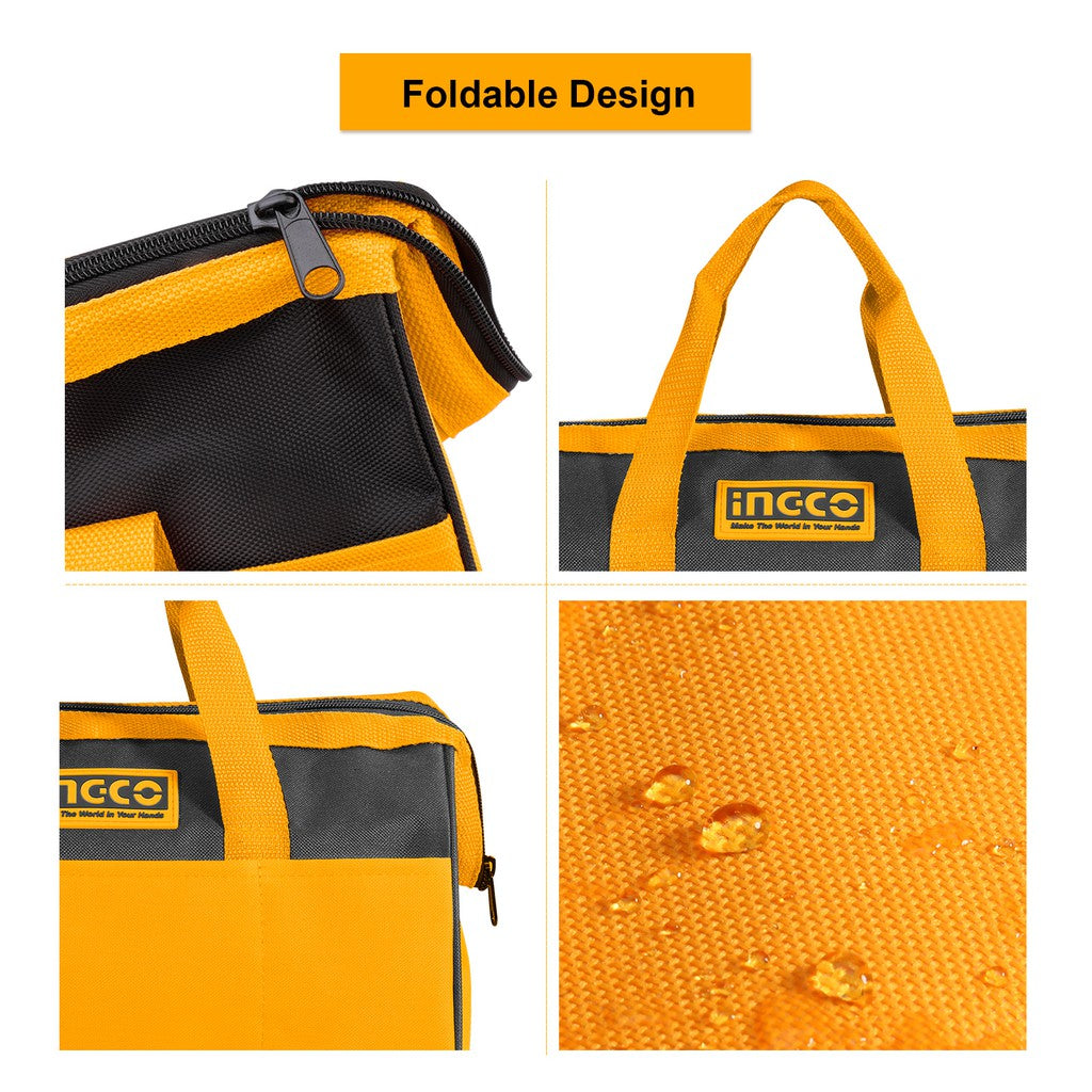 INGCO 16 Inch Tool Bag Organizer with Wide Mouth Water-proof Multi-use Tool Tote Bag HTBG281628