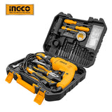 INGCO 115Pcs Tools Set with Impact Drill, Screwdriver Bits, Socket Set, Screw Drivers, Adjustable Wrench HKTHP11151