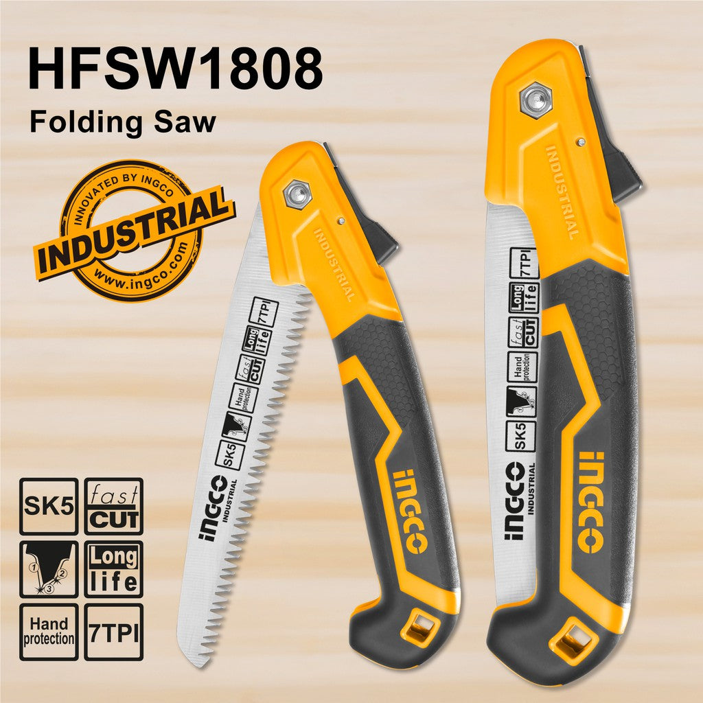 INGCO 7 Folding Saw with Triple Teeth and Hand Protection Function HFSW1808