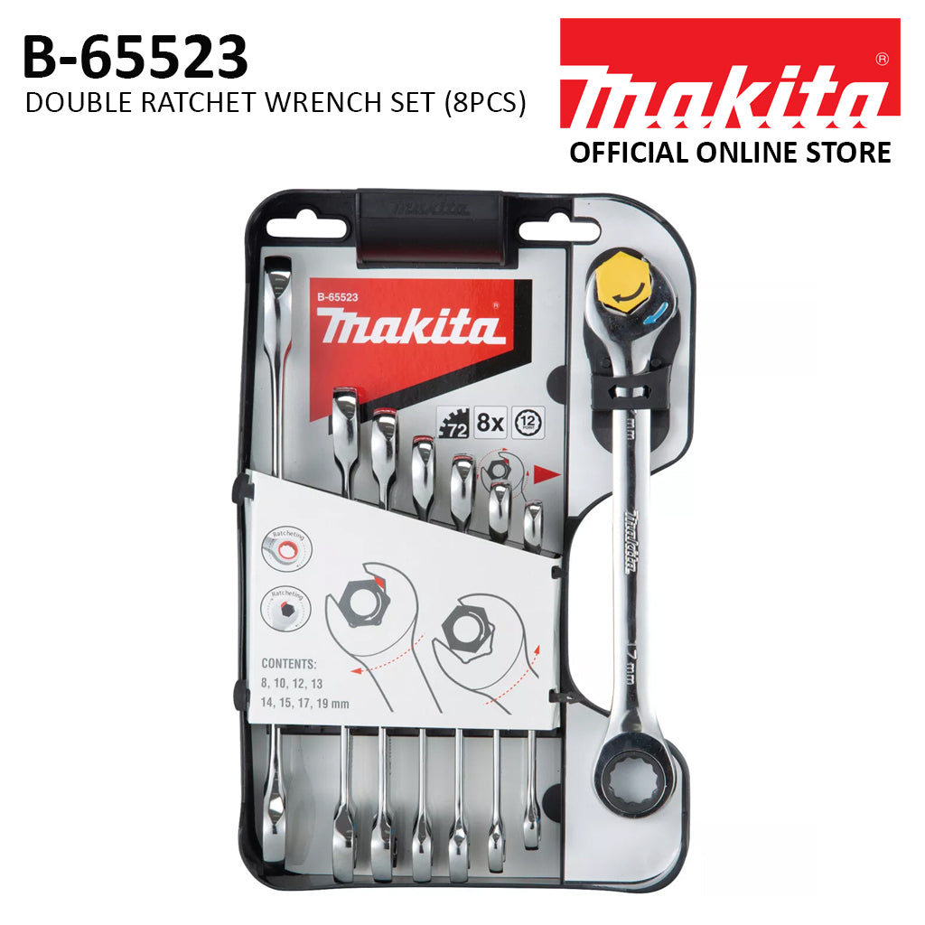 Makita B-65523 Double Ratchet Spanner Set (8PC)