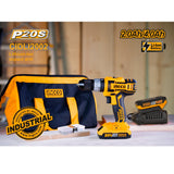 INGCO P20S 20V 2.0Ah Lithium-Ion Impact Drill with 2pcs Battery Pack, 1pc 1Hr Charger CIDLI2002