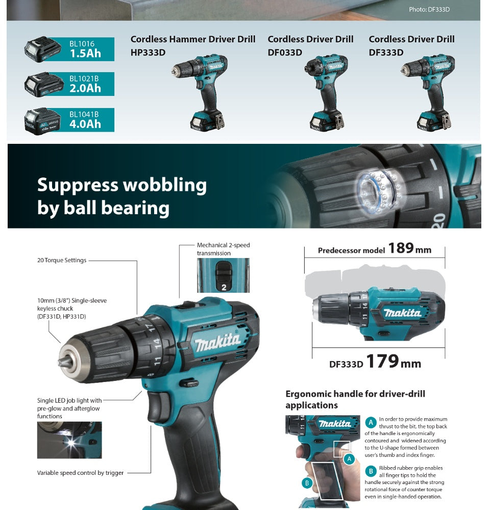 Makita DF333DXE Drill Driver Kit (12V)