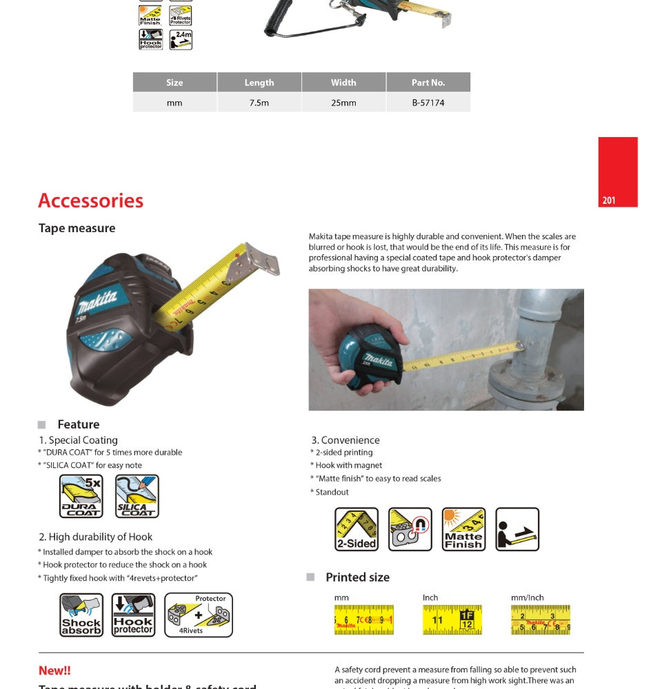 Makita B-57211 Measuring Tape (5.5M)