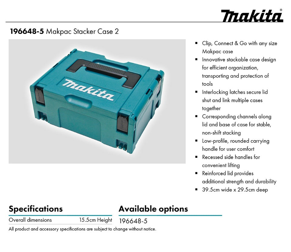 Makita MAKPAC 2 Toolbox Storage