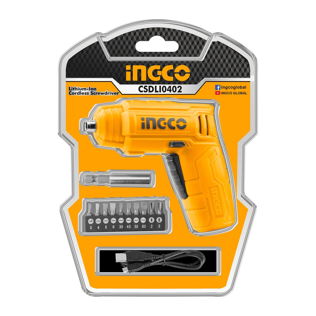 INGCO Lithium-Ion Electric Cordless Screwdriver CSDLI0402