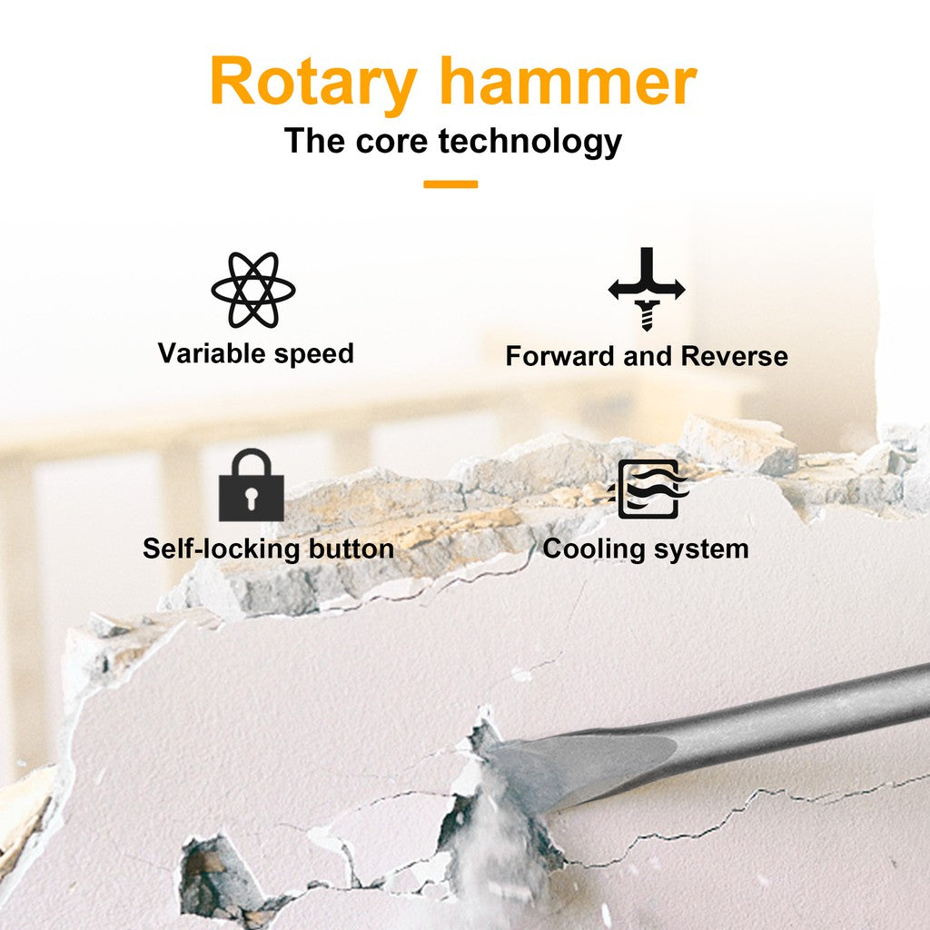 INGCO 800W Rotary Hammer Drill with 3 Drills and 2 Chisels RGH9028-2