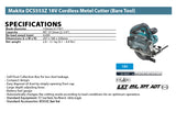 Makita DCS553Z 18V Cordless Brushless Metal Cutter (Bare Tool)