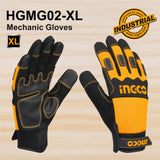 INGCO Abrasion Resistance Mechanic Gloves with Microfibre Material Palm and Rubber on back HGMG02-XL