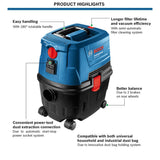 Bosch GAS 15 PS Wet & Dry Vacuum Cleaner with HEPA filter