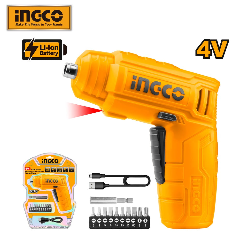 INGCO Lithium-Ion Electric Cordless Screwdriver CSDLI0402