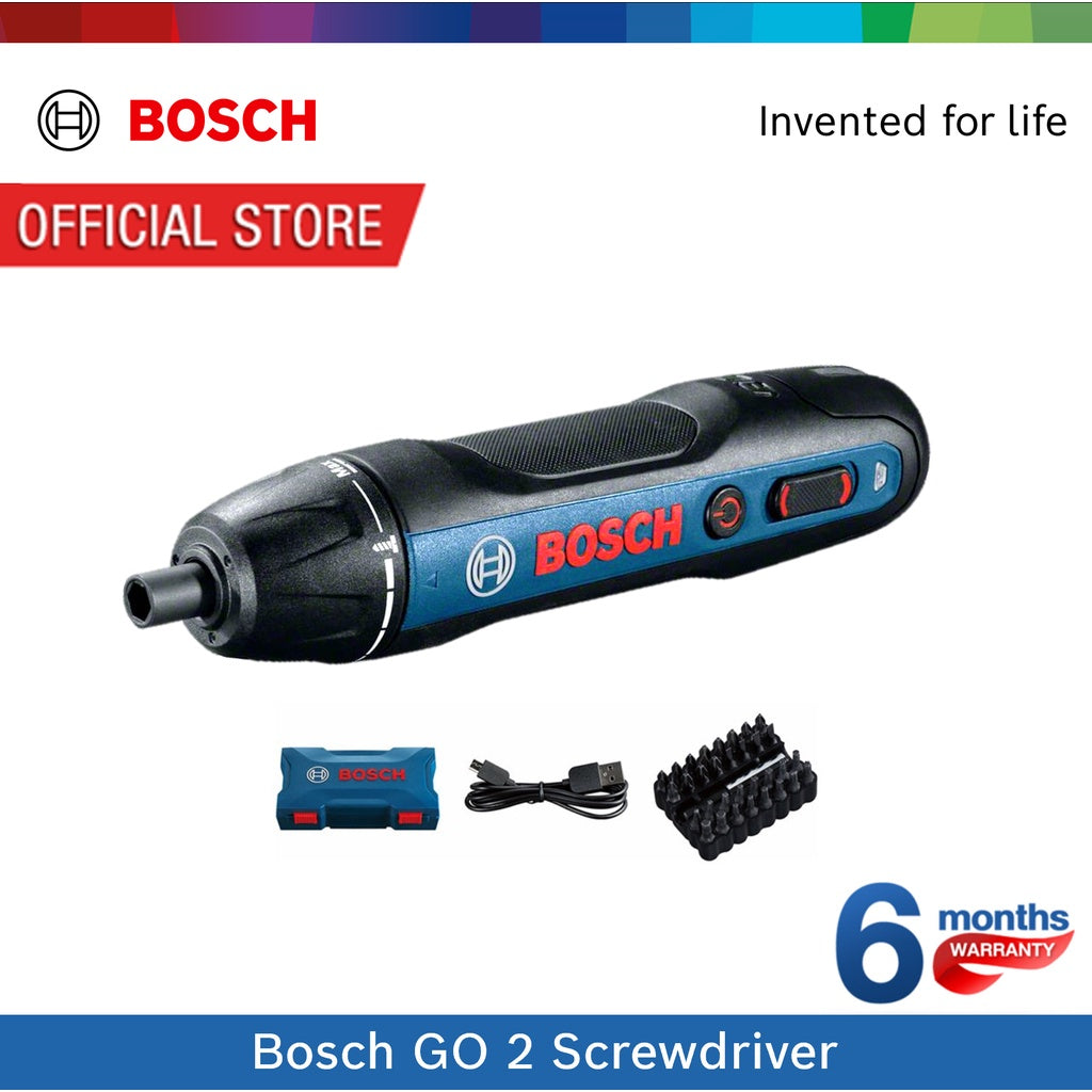 Bosch GO 2 Kit Smart Screwdriver (with 33pcs Accessories) | 1 Year Local Warranty