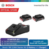 Bosch 18V 2.0AH Starter Kit (2pc 18V 2.0AH Battery + 1pc Fast Charger) |  1 Year Local Warranty