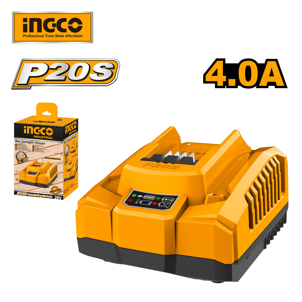 INGCO Tools 20V Fast Intelligent Charger FCLI20411 for P20S Power Tools Battery