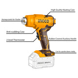 INGCO 20V Lithium-Ion Heat Gun HGLI20025 with 4.0Ah Battery and Charger (Old Version & New Version were send randomly)