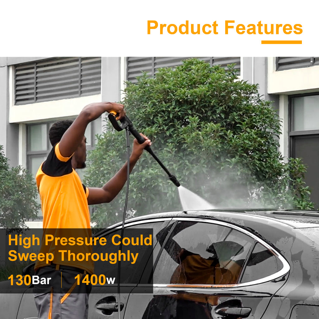 INGCO 1800W High Pressure Washer Pure Copper Wire 5m High Pressure Hose 150Bar Soap Bottle HPWR18008