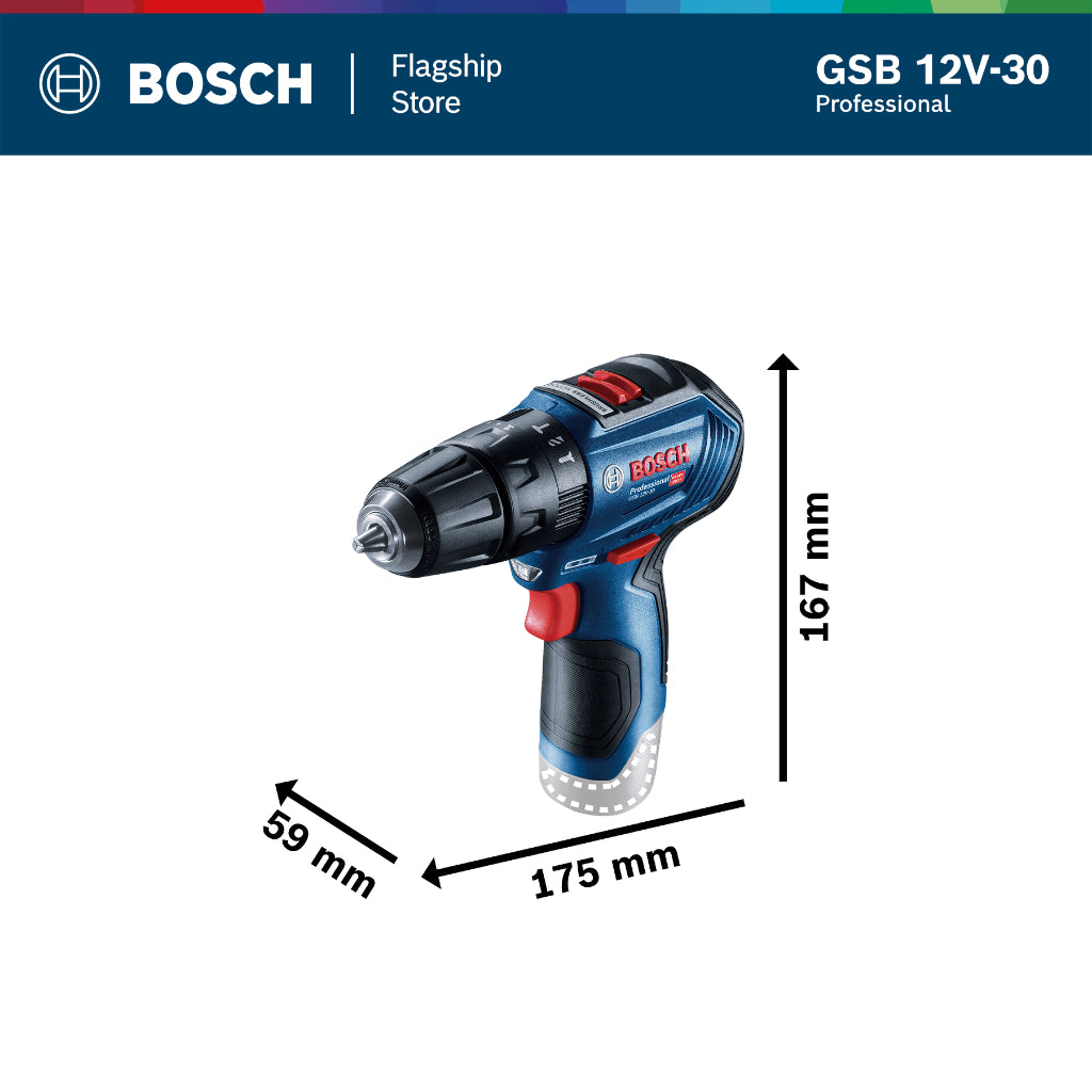 BOSCH GSB 12V-30 Cordless Impact Drill - 06019G91L1 | 1 Year Warranty