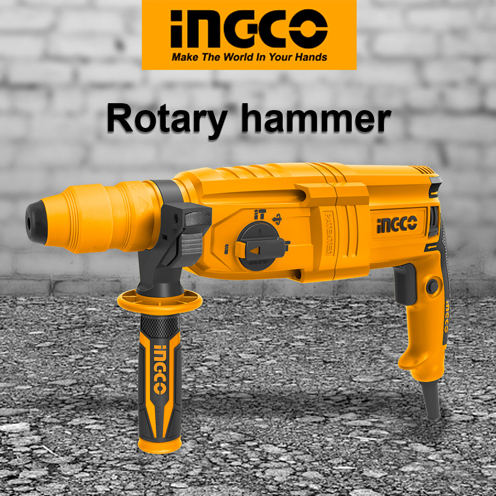 INGCO 800W Rotary Hammer Drill with 3 Drills and 2 Chisels RGH9028-2