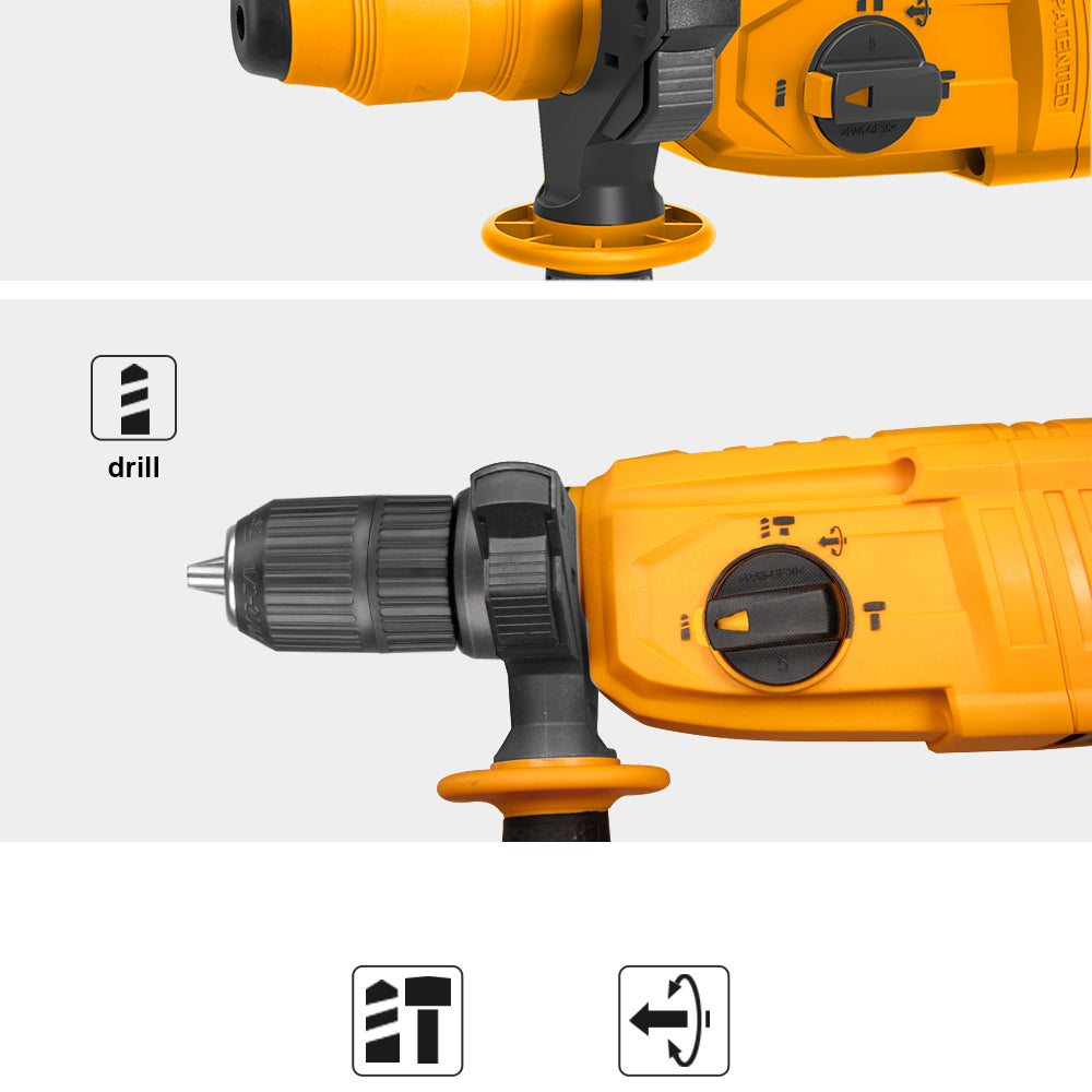 INGCO 800W Rotary Hammer Drill with 3 Drills and 2 Chisels RGH9028-2