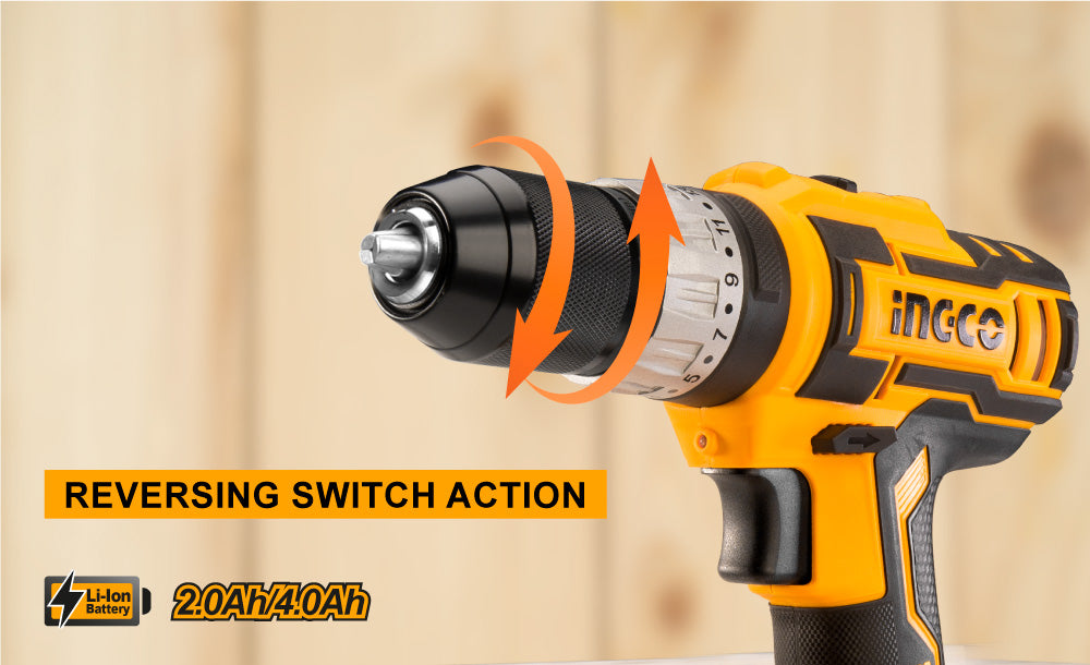 INGCO P20S 20V 2.0Ah Lithium-Ion Impact Drill with 2pcs Battery Pack, 1pc 1Hr Charger CIDLI2002