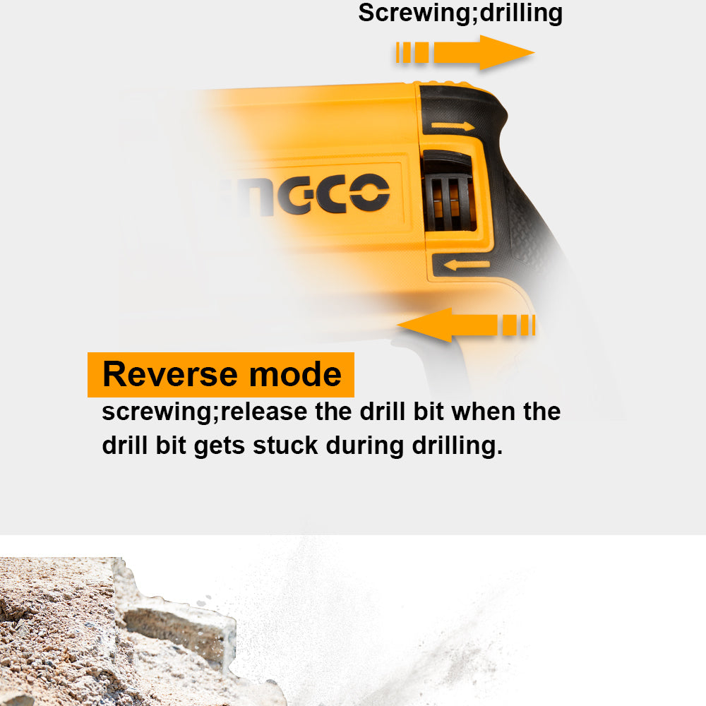 INGCO 800W Rotary Hammer Drill with 3 Drills and 2 Chisels RGH9028-2