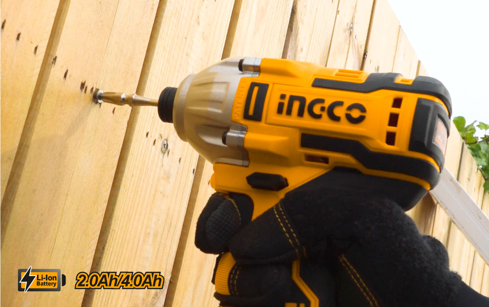 INGCO 20V Brushless Lithium-Ion Impact Driver with 2Pcs 2.0Ah Battery Pack 1Pcs Charger 1/4 Inch 170NM CIRLI2002