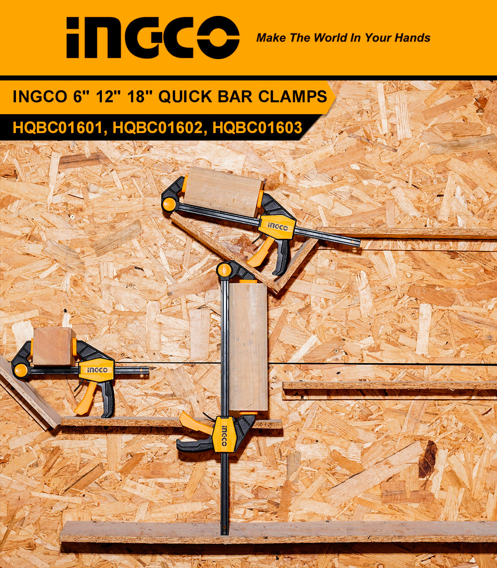 INGCO 6'' 12'' 18 '' Quick Bar Clamps HQBC01601, HQBC01602, HQBC01603