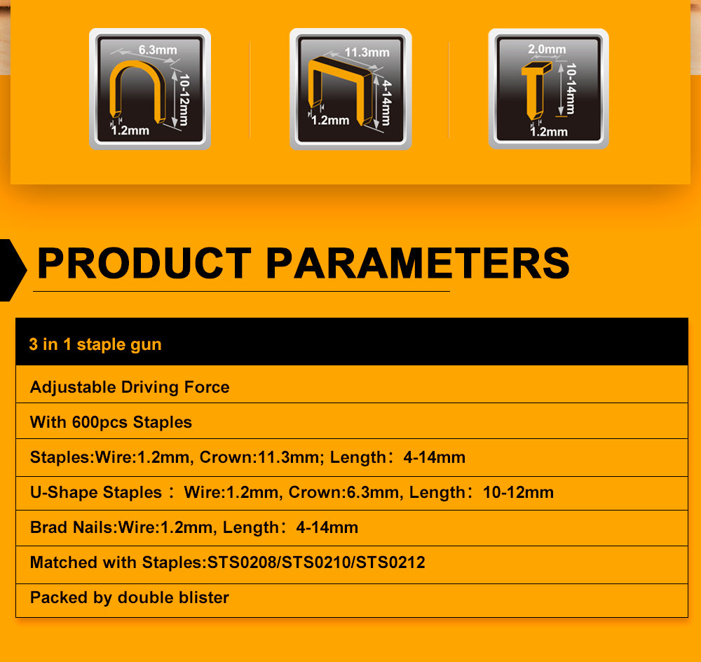 INGCO 3 in 1 Staple Gun HSG1405 with 600pcs Staples