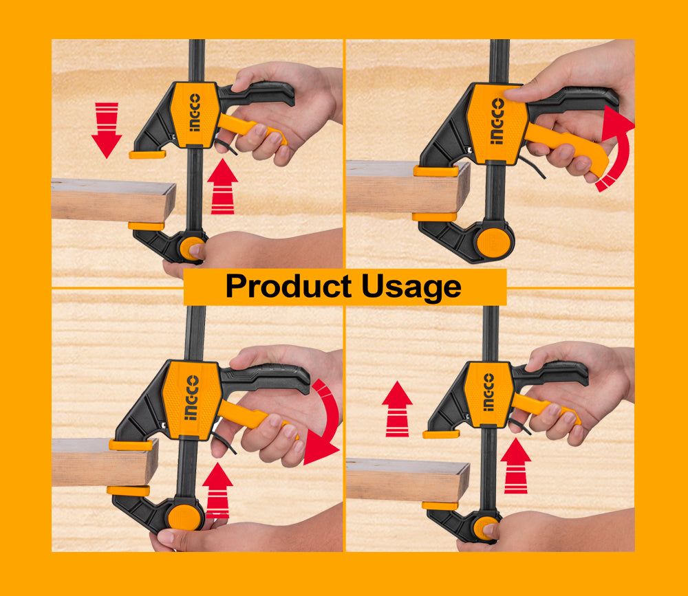 INGCO 6'' 12'' 18 '' Quick Bar Clamps HQBC01601, HQBC01602, HQBC01603